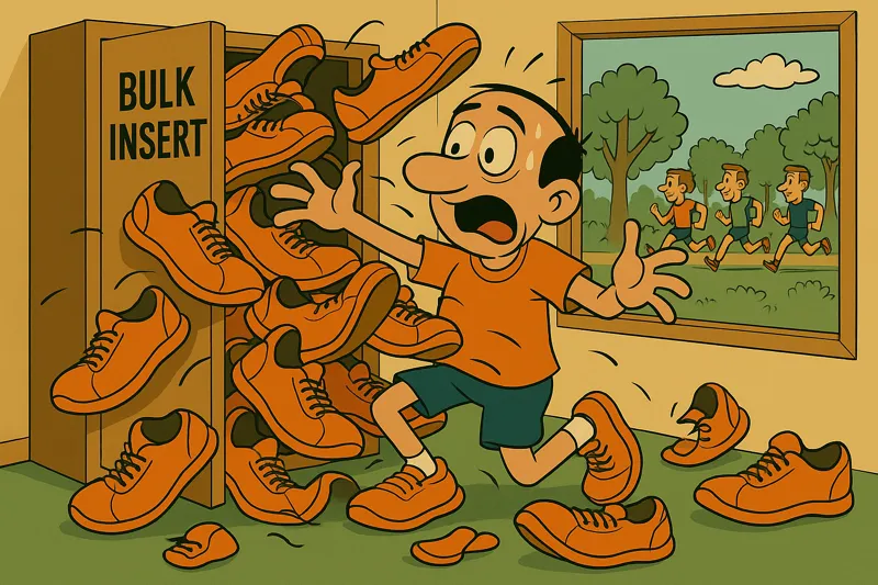 Many sneakers falling on Jorge when opening the closet.