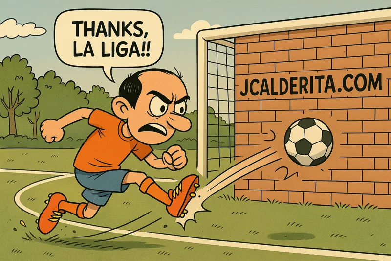 “Thanks, La Liga!!” A footballer-programmer tries to score a goal in his website’s goalpost, which is—literally—a brick wall.
